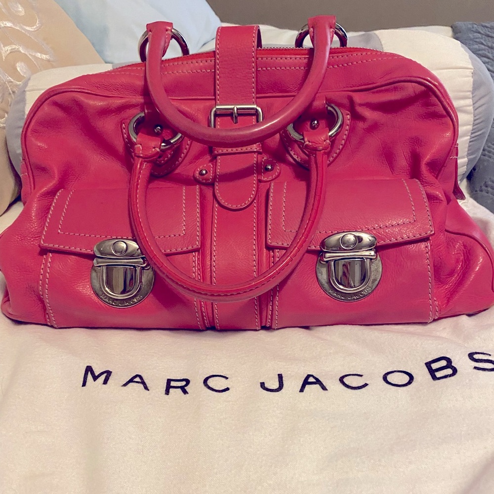 Marc Jacobs punch pink vintage leather bag .